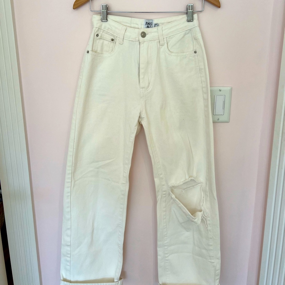 Princess Polly White Ripped Jeans